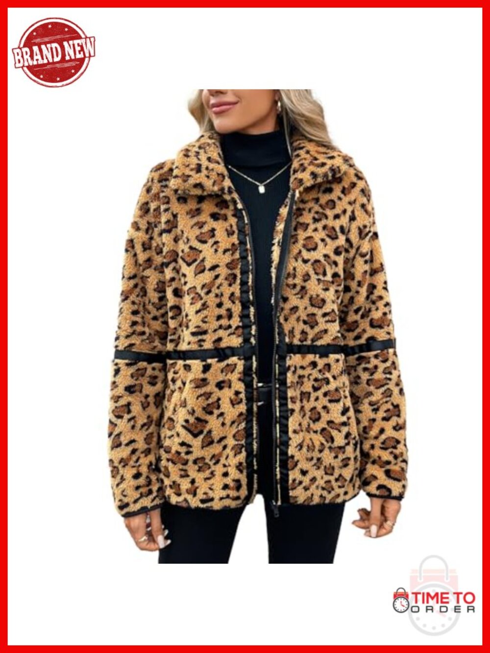 Women's Fleece Zip Up Jacket Faux Fur Sherpa Lapel Warm Lightweight Pockets